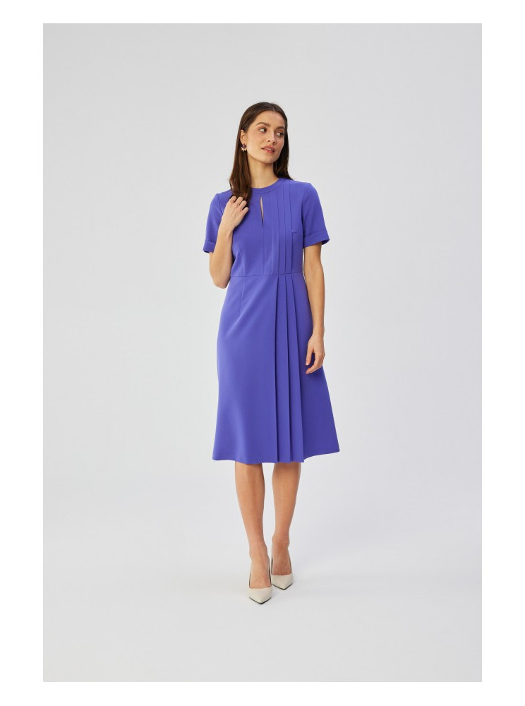 S361 Siaurėjanti suknelė su klostėmis šone - violetinė