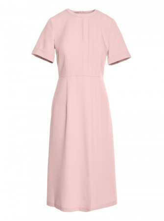 S361 Siaurėjanti suknelė su klostėmis šone - pudros