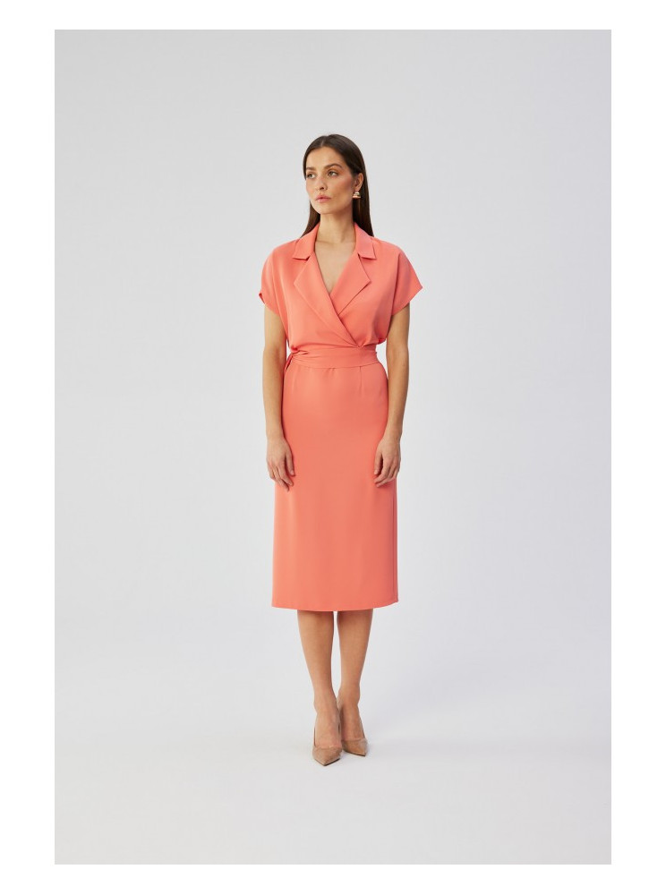 S363 Marškininė suknelė su dirželiu - oranžinė