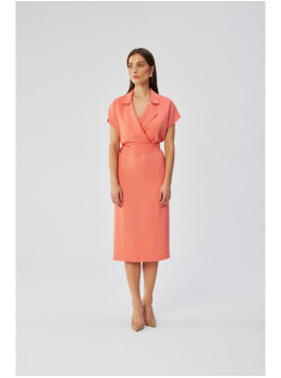 S363 Marškininė suknelė su diržu - oranžinė