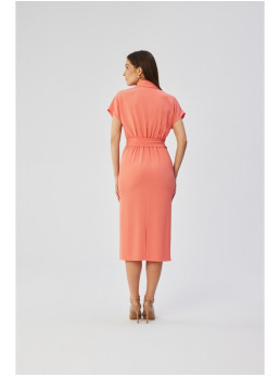 S363 Marškininė suknelė su diržu - oranžinė