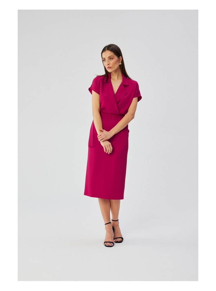 S363 Marškininė suknelė su dirželiu - slyvų