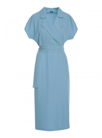 S363 Marškininė suknelė su diržu - dangaus mėlyna