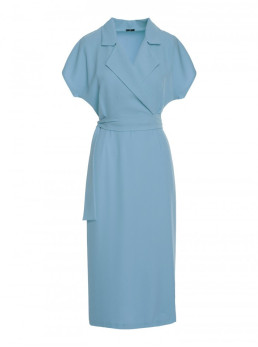 S363 Marškininė suknelė su diržu - dangaus mėlyna