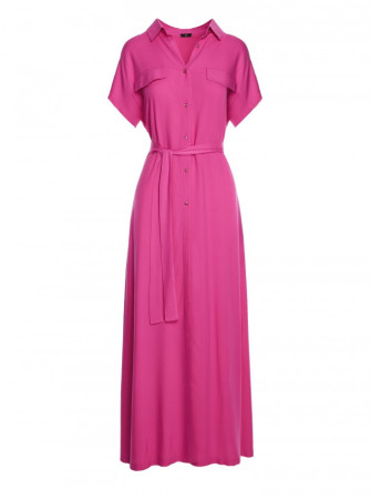 S364 Viskozinė ilga marškinių tipo suknelė - alyvinė