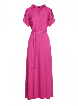 S364 Viskozinė ilga marškinių tipo suknelė - alyvinė