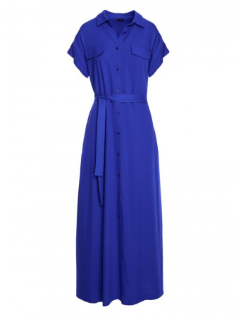 S364 Viskozinė ilga marškininė suknelė - mėlyna