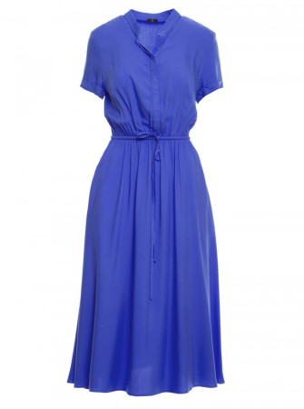 S366 Viskozinė suknelė su raišteliu per liemenį - mėlyna