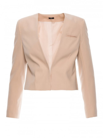 S368 Trumpas smėlio spalvos švarkelis be užsegimo - smėlio