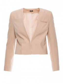 S368 Trumpas smėlio spalvos švarkelis be užsegimo - smėlio