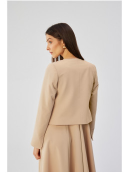 S368 Trumpas smėlio spalvos švarkelis be užsegimo - smėlio