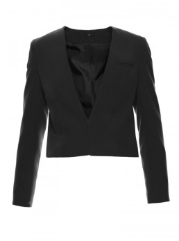 S368 Trumpas švarkelis atvira priekine dalimi - juoda