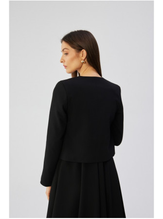 S368 Trumpas švarkas be užsegimo - juoda