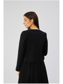 S368 Trumpas švarkas be užsegimo - juoda