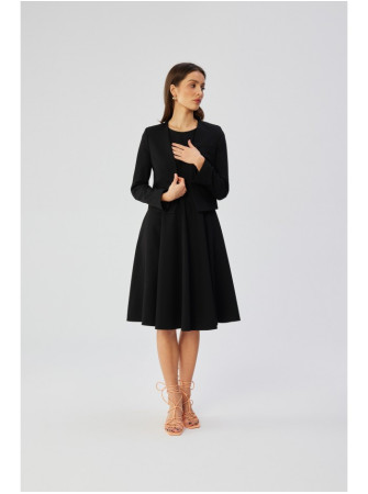 S368 Trumpas švarkas be užsegimo - juoda