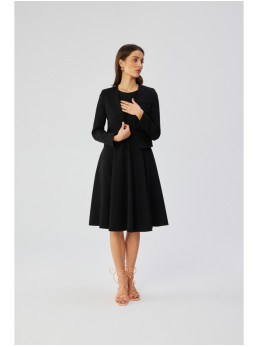 S368 Trumpas švarkas be užsegimo - juoda