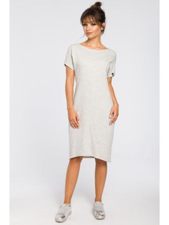 B050 Midi dress with in-seam pockets - light grey