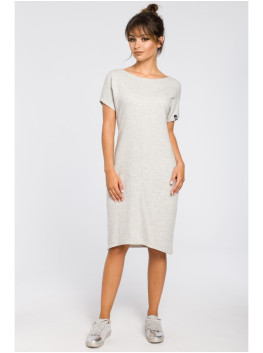 B050 Midi dress with in-seam pockets - light grey