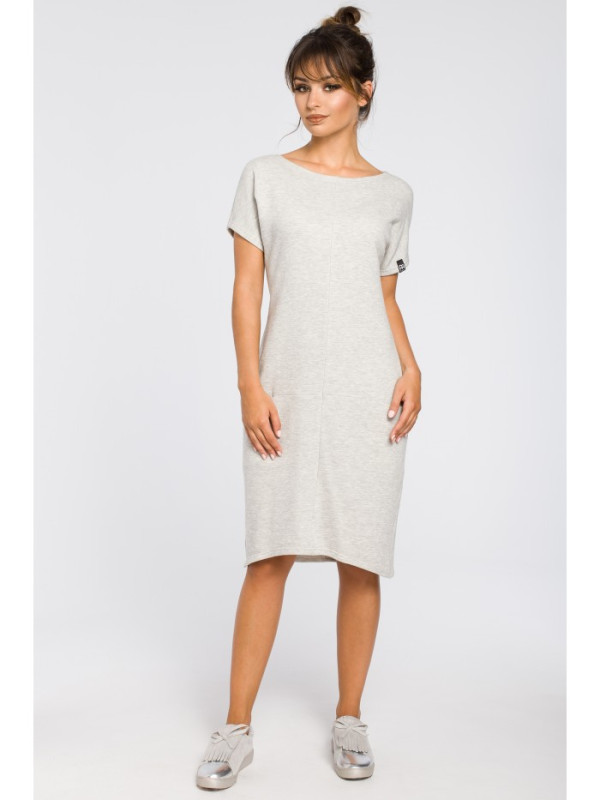 B050 Midi dress with in-seam pockets - light grey