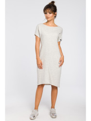 B050 Midi dress with in-seam pockets - light grey