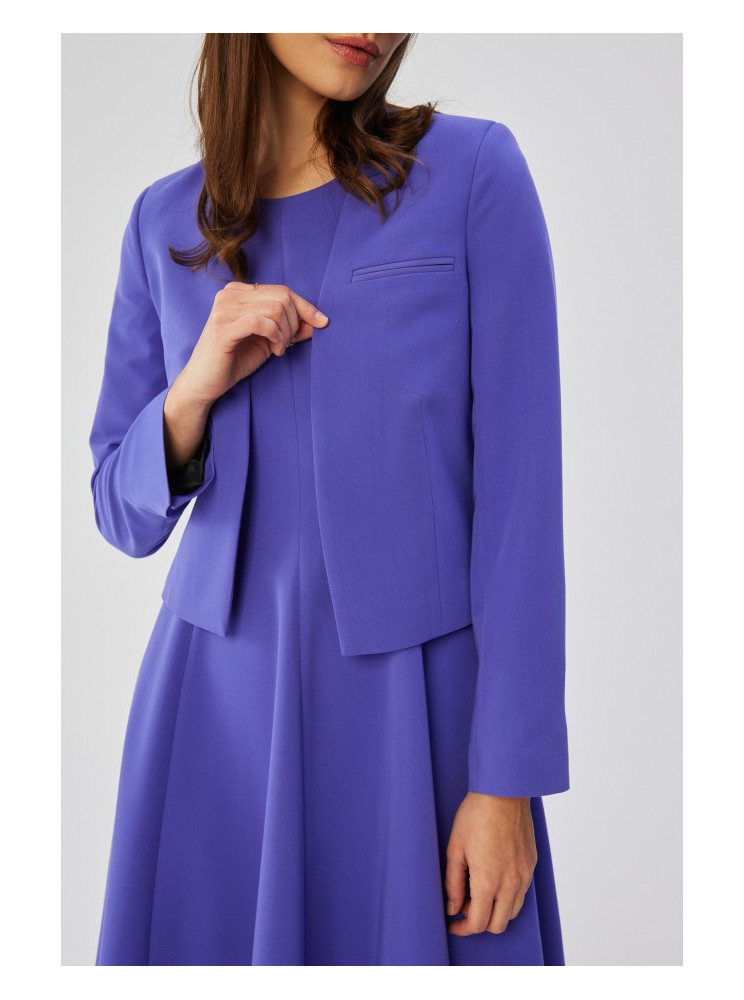 S368 Trumpas violetinis švarkas be užsegimo - violetinė