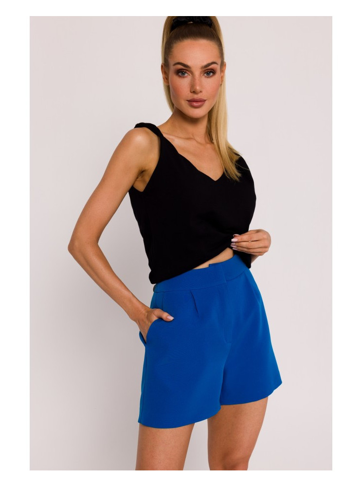 M775 Šortai su klostėmis - mėlyna