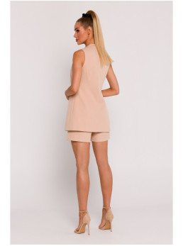 M776 Viengubas užsegamas švarkas be rankovių - smėlio