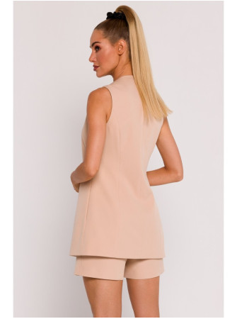 M776 Viengubas užsegamas švarkas be rankovių - smėlio