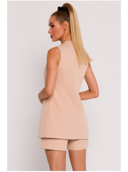 M776 Viengubas užsegamas švarkas be rankovių - smėlio