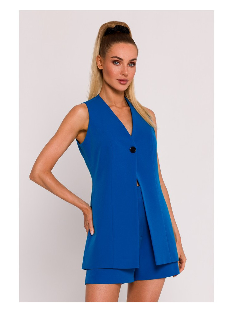 M776 Viengubas sagstomas švarkas be rankovių - mėlyna