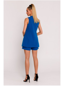 M776 Viengubas sagstomas švarkas be rankovių - mėlyna