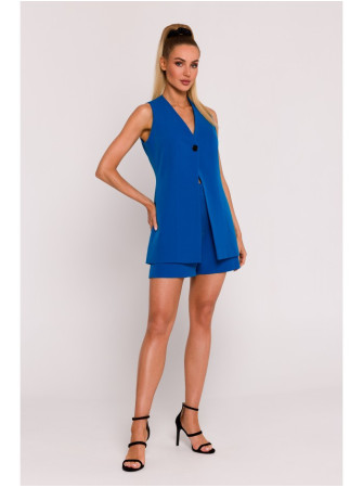 M776 Viengubas sagstomas švarkas be rankovių - mėlyna