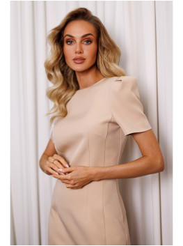 M777 Mini suknelė su paminkštintais pečiais - smėlio