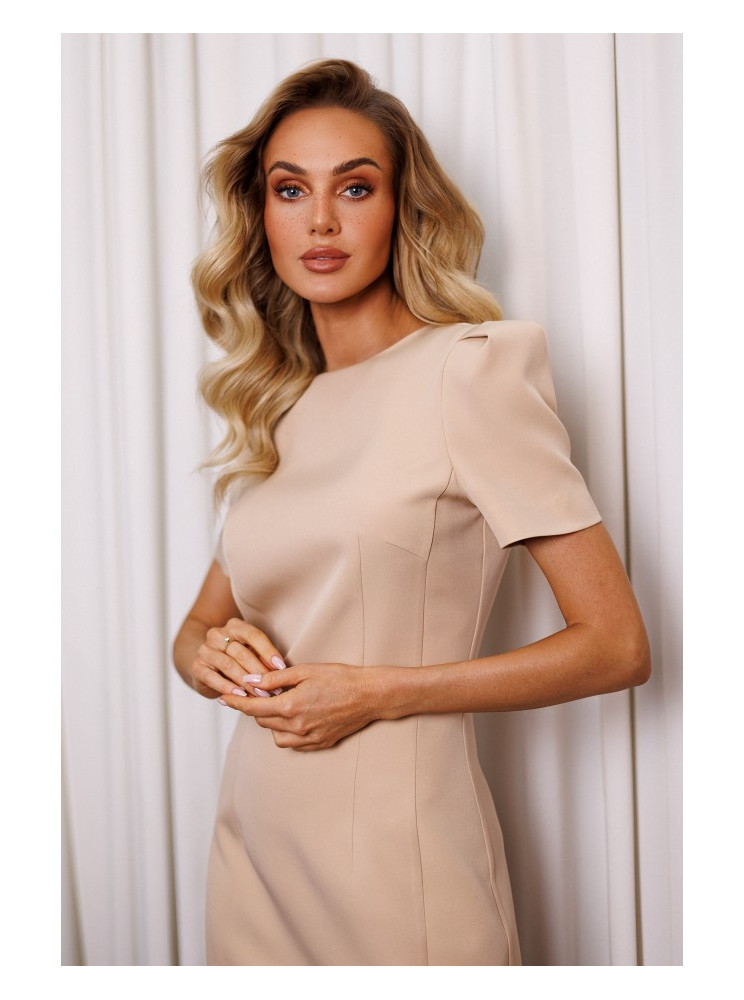 M777 Mini suknelė su paminkštintais pečiais - smėlio