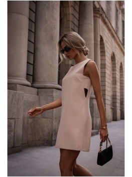 M778 Smėlio spalvos suknelė be rankovių su iškirpimais - smėlio