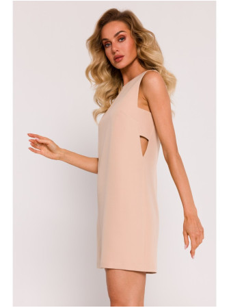 M778 Smėlio spalvos suknelė be rankovių su iškirpimais - smėlio