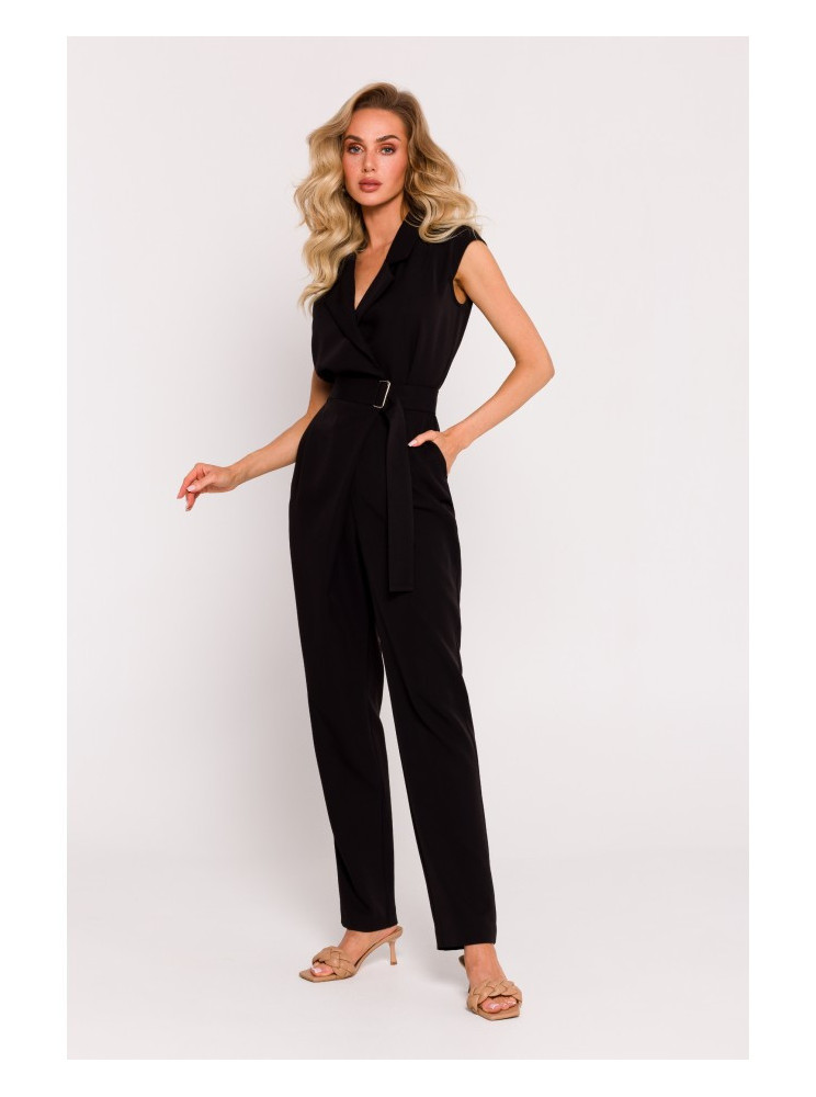 M780 Asimetriško dizaino kombinezonas - juoda