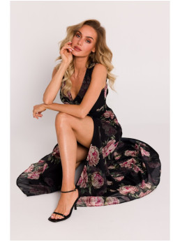 M781 Šifoninė ilga suknelė su skeltuku – 1 modelis - spalva