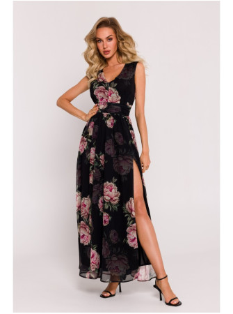 M781 Šifono maksi suknelė su skeltuku - modelis 1 - spalva