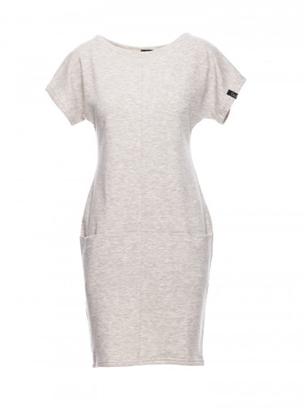 B050 Midi dress with in-seam pockets - light grey