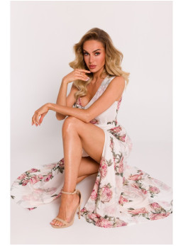 M781 Šifono ilga suknelė su skeltuku - modelis 2 - spalva