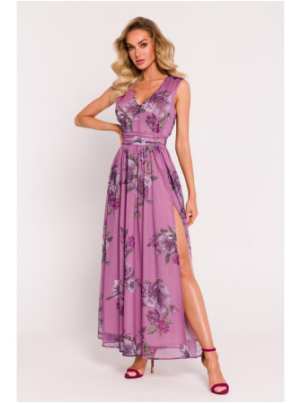 M781 Šifono ilga suknelė su skeltuku – 3 modelis - spalva