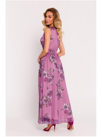 M781 Šifono ilga suknelė su skeltuku – 3 modelis - spalva