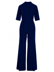 S243 Elegant jumpsuit with a tie neck - navy blue