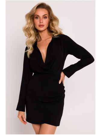 M783 Mini suknelė su apykakle - juoda