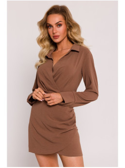 M783 Mini suknelė su apykakle - šokolado