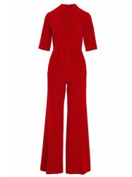 S243 Elegant jumpsuit with a tie neck - red