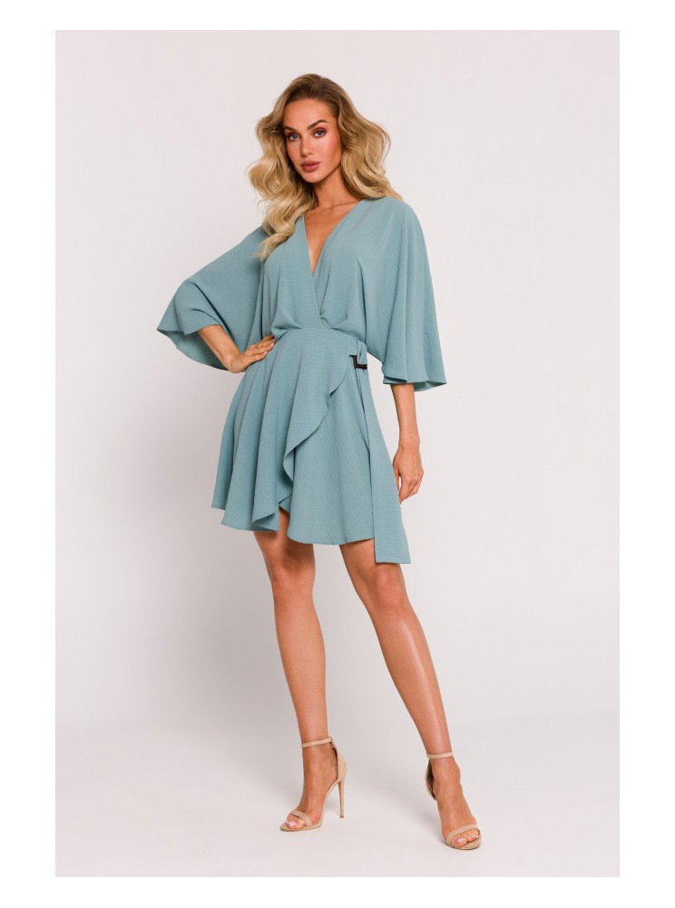 M785 Plazdančio silueto mini suknelė - agave