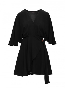 M785 Plazdančio silueto mini suknelė - juoda