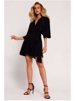 M785 Plazdančio silueto mini suknelė - juoda